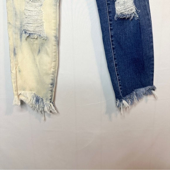 KanCan Split Bleach Dye Distressed Raw Hem Denim Jeans Women’s Size 9 / 28 - Picture 3 of 12
